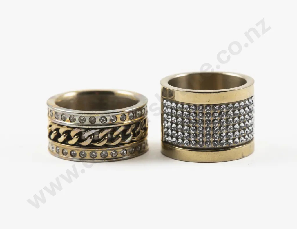 Two Dyrberg Kern Gold Plated Crystal Set Band Rings Image 1++