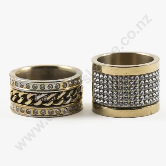 Two Dyrberg Kern Gold Plated Crystal Set Band Rings