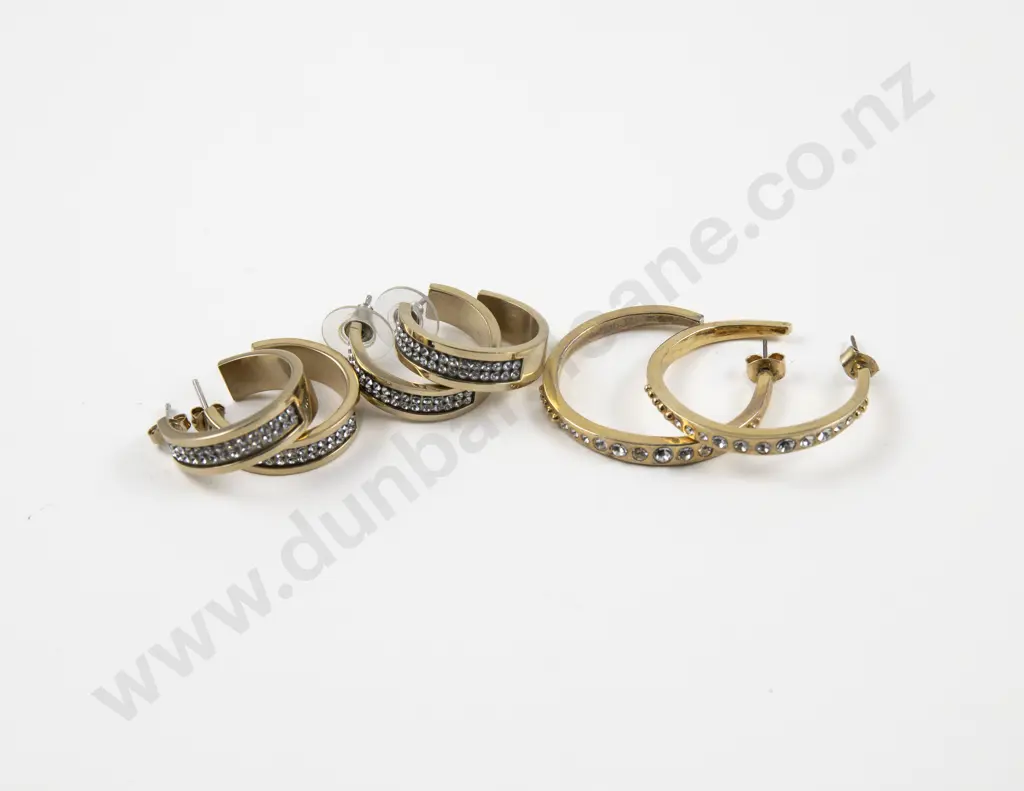 Three Pairs of Dyrberg Kern Clear Crystal Half Hoop Earrings Image 1++