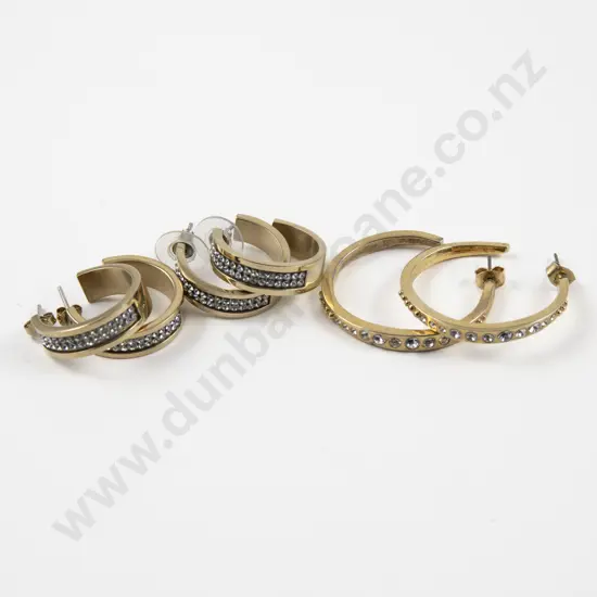 Three Pairs of Dyrberg Kern Clear Crystal Half Hoop Earrings