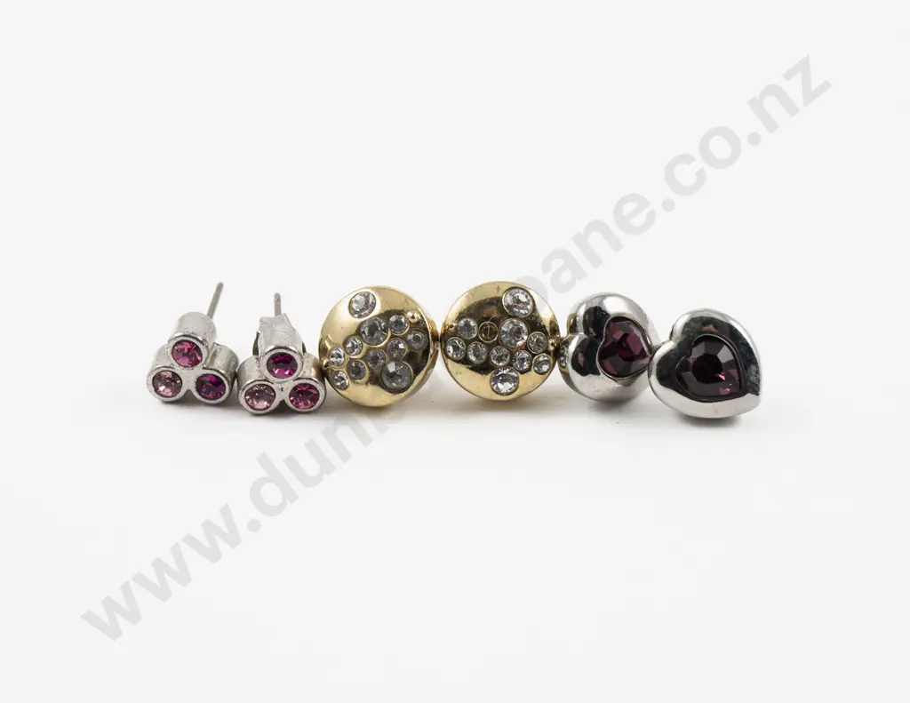 Three Pairs of Dyrberg Kern Crystal Stone Stud Earrings Image 1++