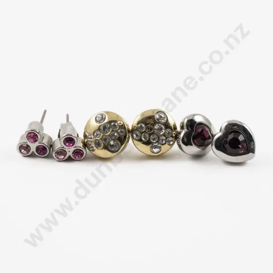 Three Pairs of Dyrberg Kern Crystal Stone Stud Earrings