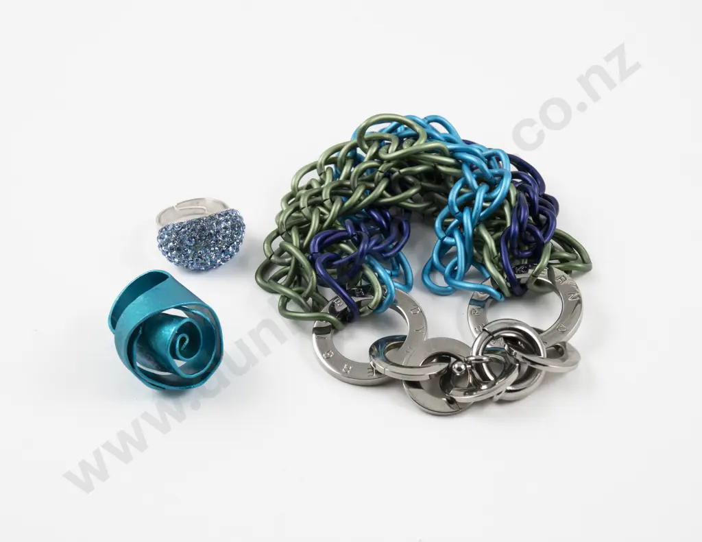 Dyrberg Kern Fancy Multi Coloured Bracelet with Two Rings Image 1++