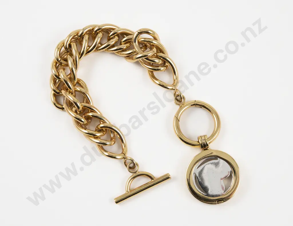 Nikki Lissoni Gold Plated Fancy Link Bracelet with Heart Charm Image 1++