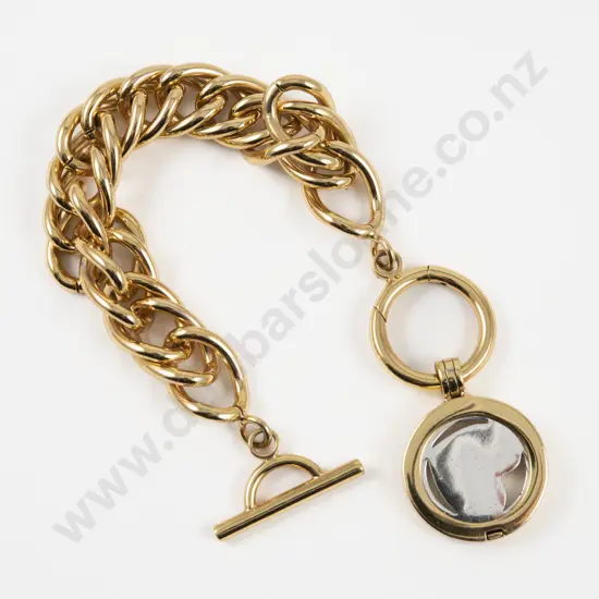 Nikki Lissoni Gold Plated Fancy Link Bracelet with Heart Charm