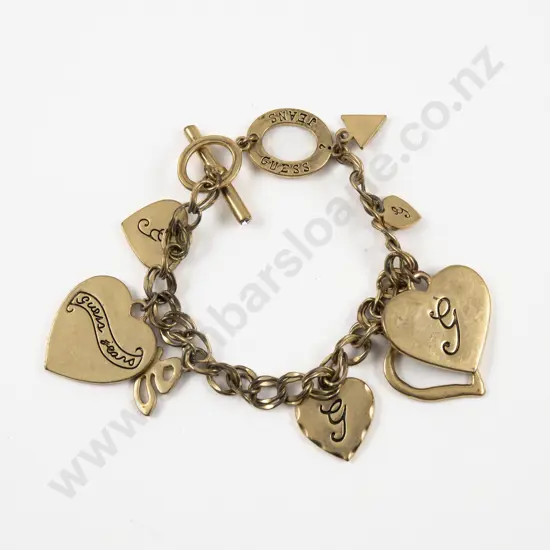 Guess Jeans Gold Plated Fancy Link Charm Bracelet