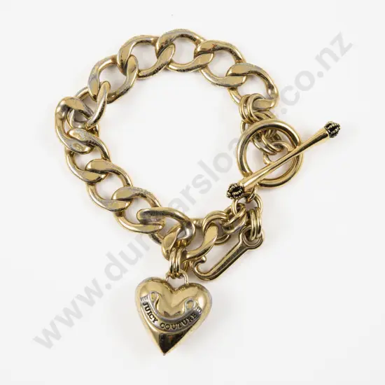 Juicy Couture Gold Plated Fancy Link Bracelet with Two Charms