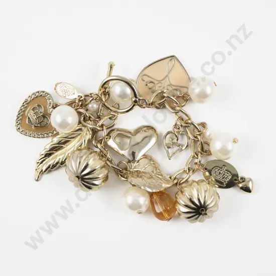 Juicy Couture Gold Plated Fancy Link Charm Bracelet
