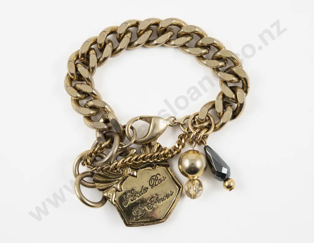 Mimco Fancy Curb Link Bracelet with Three Charms Image 1++
