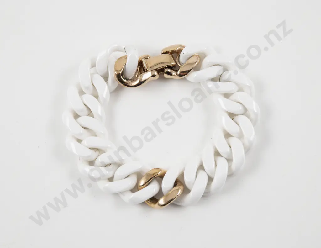 Chunky Silver Gilt and Ceramic Fancy Link Bracelet Image 1++