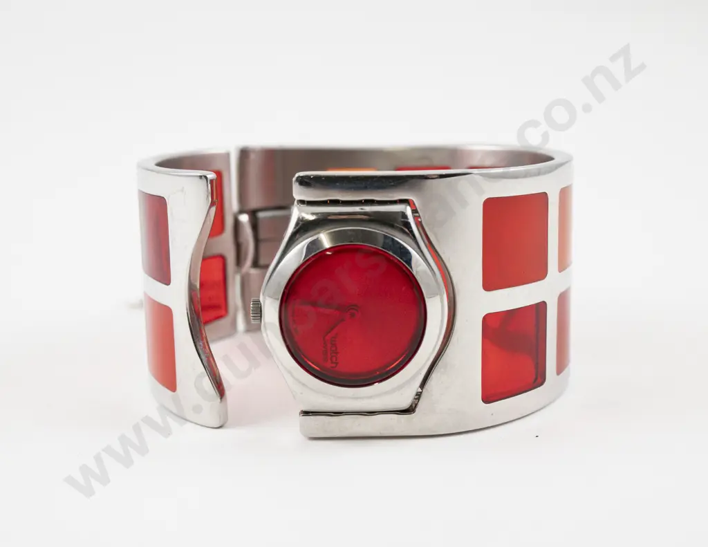 Swatch Irony Stainless Steel Ladies Cuff Bangle Wrist Watch Image 1++