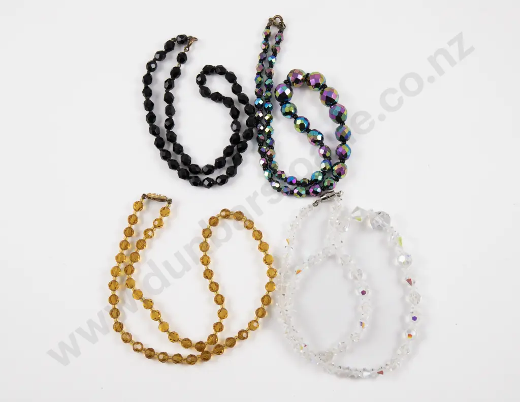 Four Single Strand Crystal Bead Necklaces Image 1++