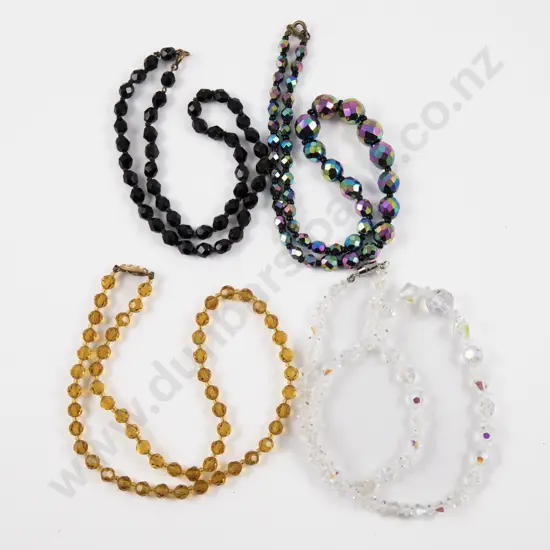 Four Single Strand Crystal Bead Necklaces