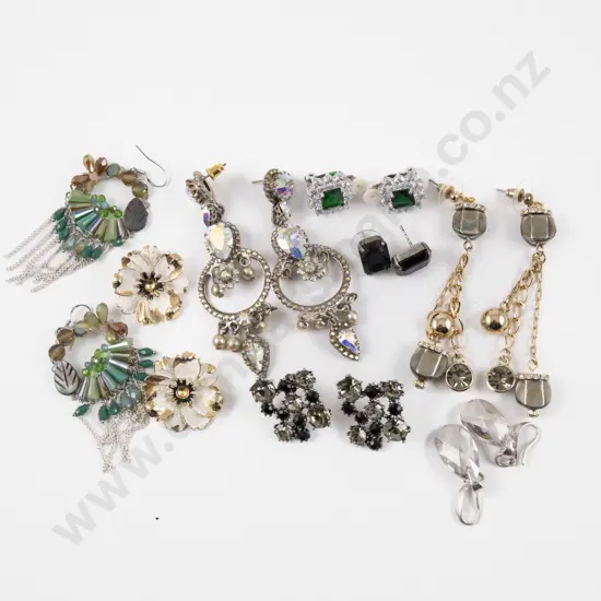 Collection of Nine Pairs of Costume Jewellery Earrings