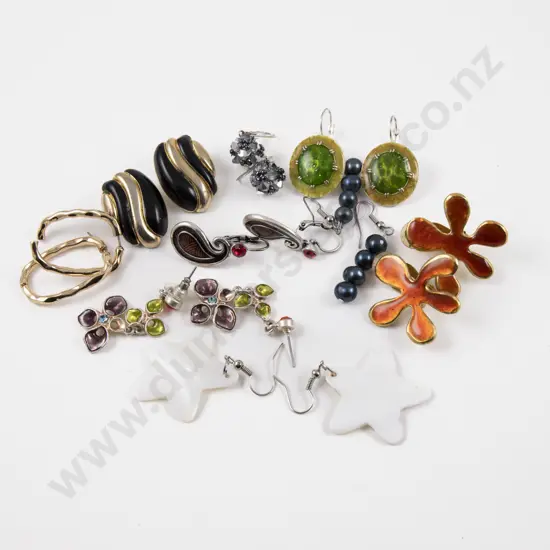 Collection of Nine Pairs of Costume Jewellery Earrings