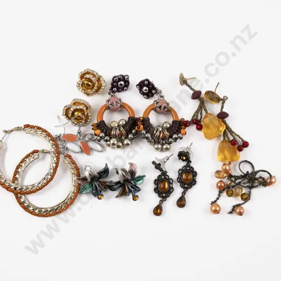Collection of Eight Pairs of Costume Jewellery Earrings