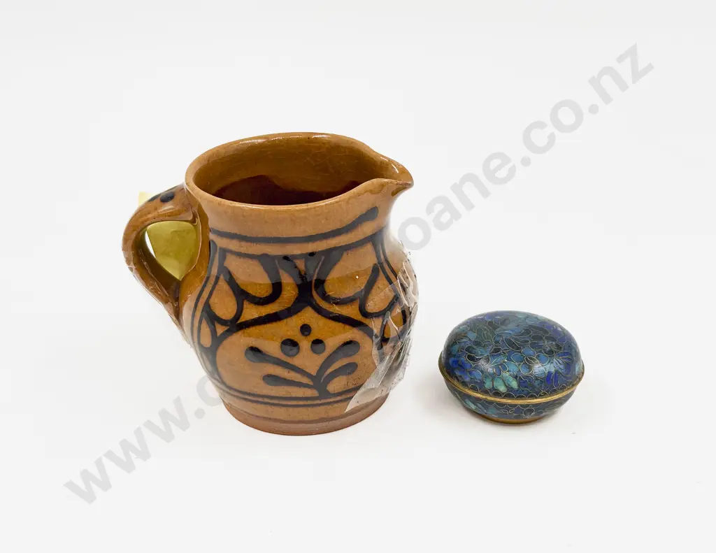 Steve Schofield Rocket Pottery Jug & Small Cloisonne Trinket Box Image 1++
