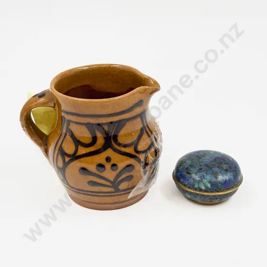 Steve Schofield Rocket Pottery Jug & Small Cloisonne Trinket Box