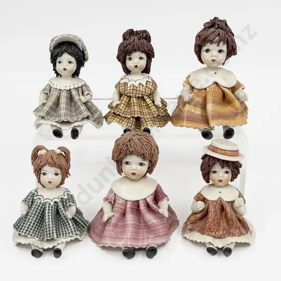 Six Assorted Ceramic Doll Ornaments