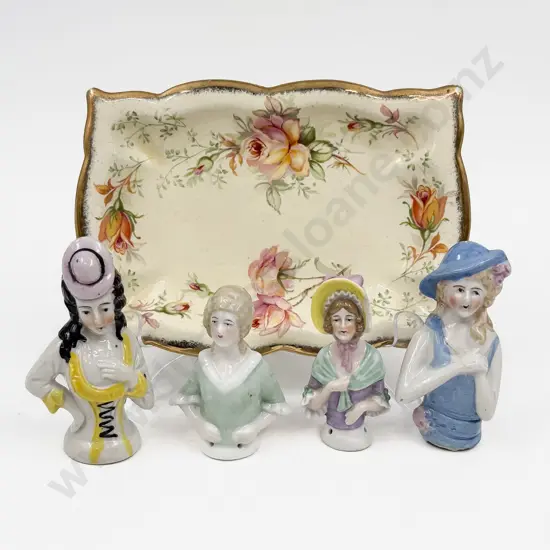 Four Assorted China Half Head Dolls etc