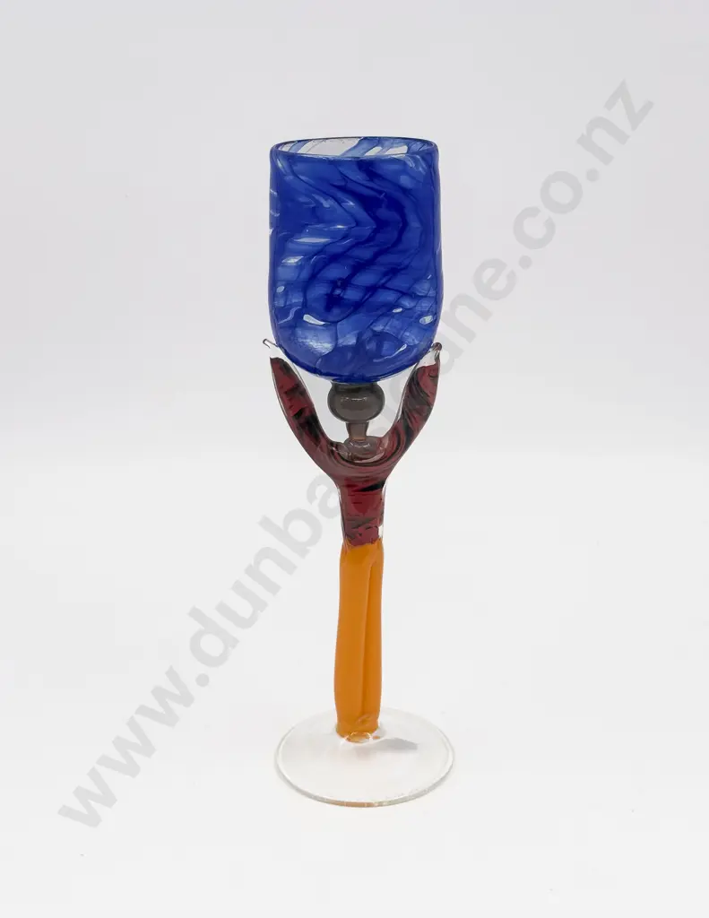 NZ Studio Art Glass Figural Goblet Image 1++