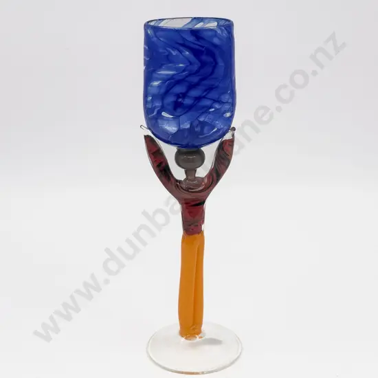 NZ Studio Art Glass Figural Goblet