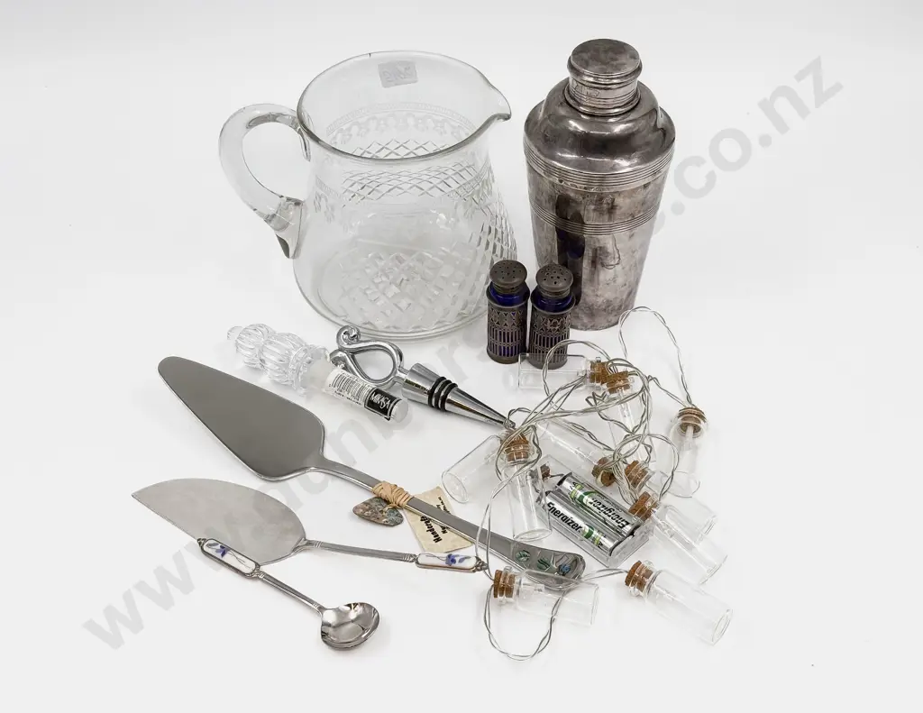 Small Qty of Assorted incl Cocktail Shaker S/S Mounted & Topped Condiments etc Image 1++