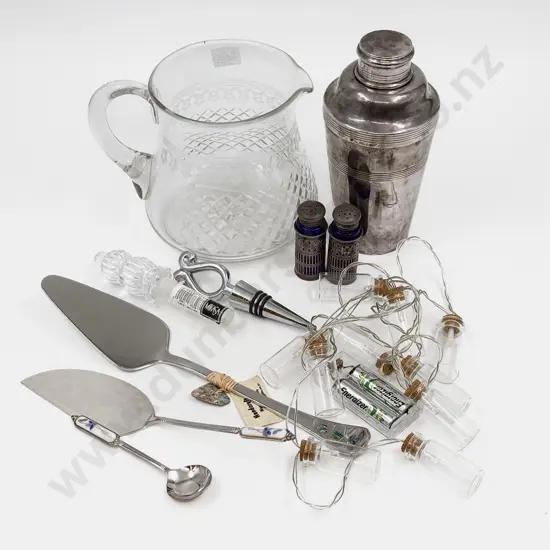 Small Qty of Assorted incl Cocktail Shaker S/S Mounted & Topped Condiments etc