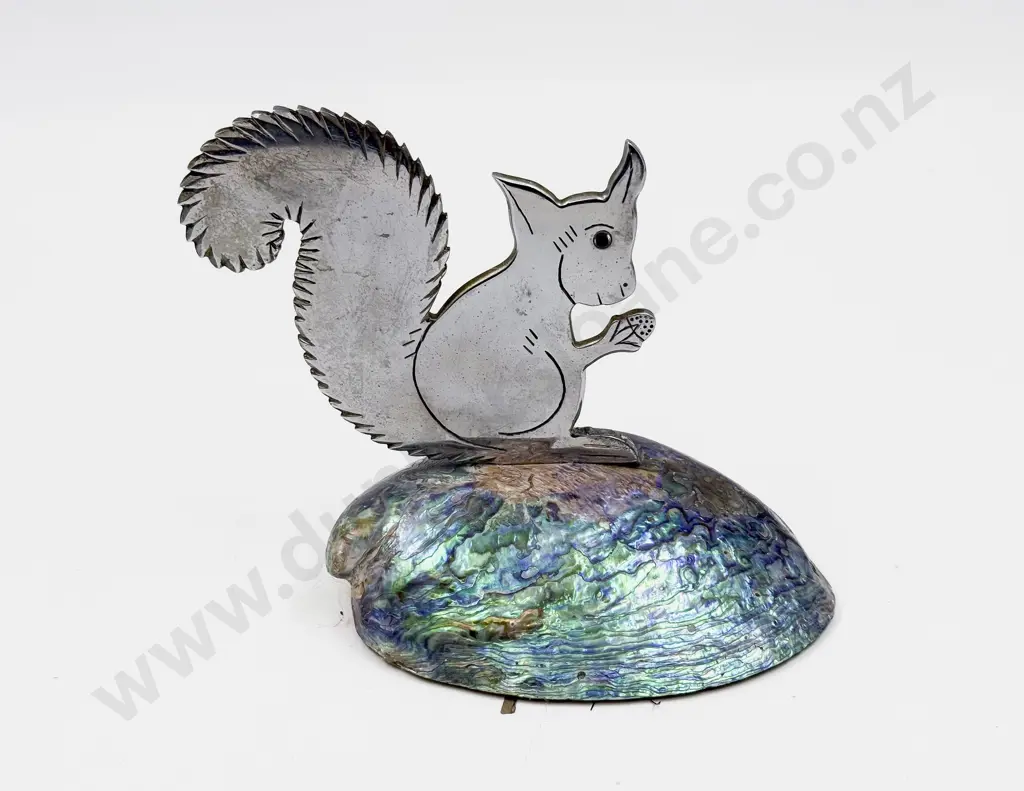 Squirrel Desk Ornament Mounted on Paua Shell Base Image 1++