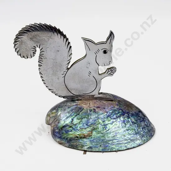 Squirrel Desk Ornament Mounted on Paua Shell Base