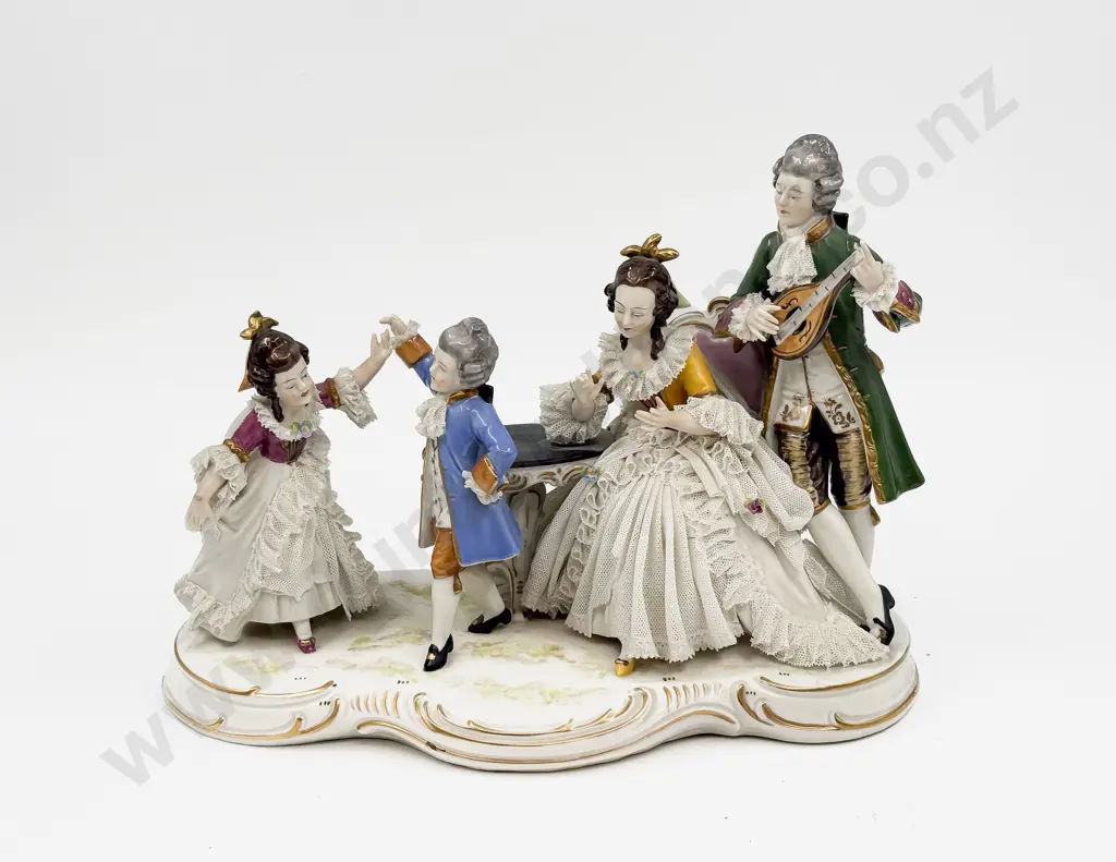 A Dresden China Lace Figure Group Image 1++