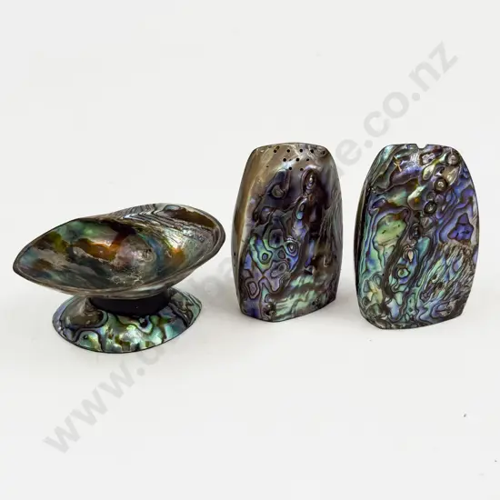 Three Novelty Paua Shell Condiments