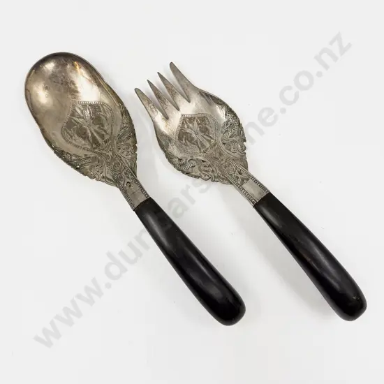 Pair of Eastern Silver Salad Servers