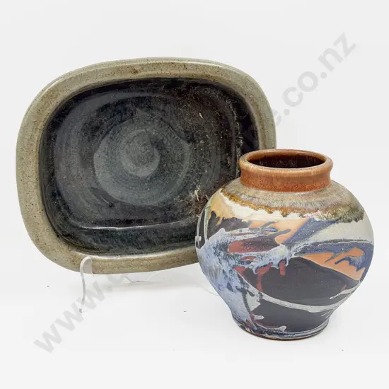 David Huffman Vase together with Jane Smisek Pottery Dish
