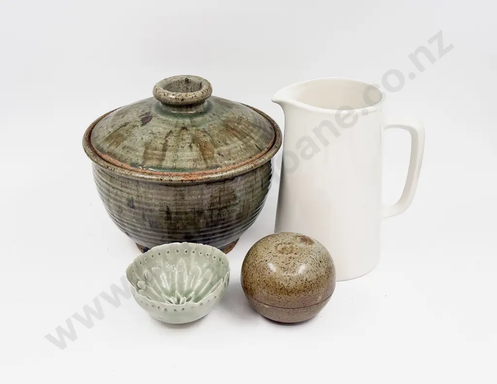 Three Pieces of Pottery together with White Glazed Jug Image 1++