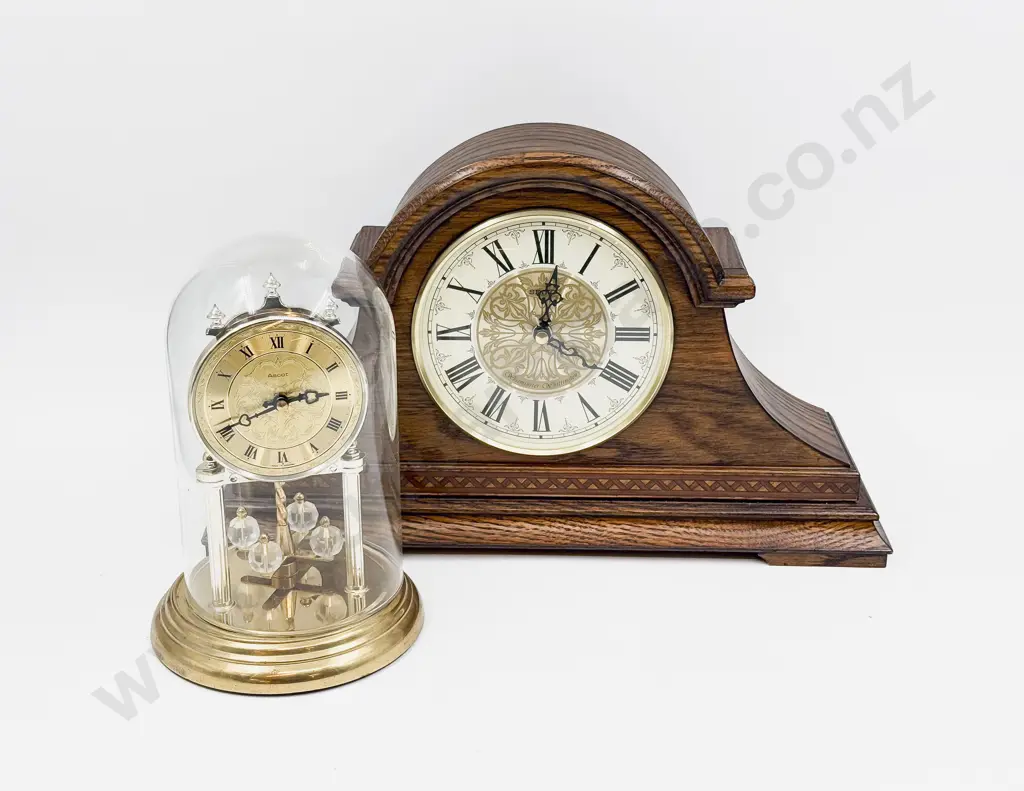 Oak Mantel Clock together with Dome Cased Clock Image 1++