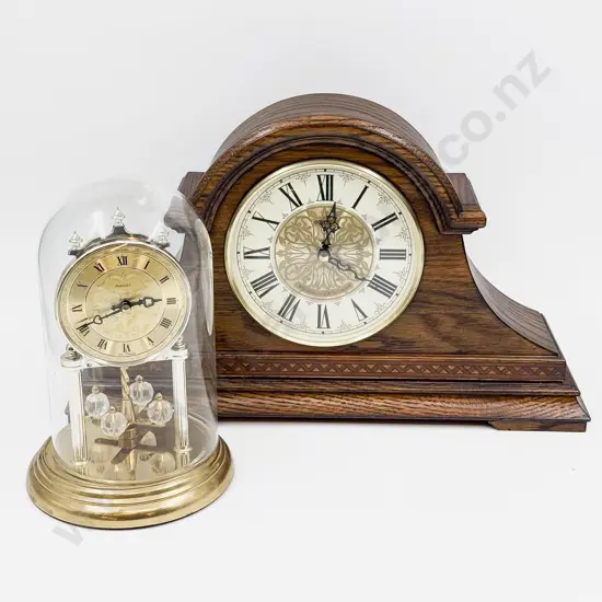 Oak Mantel Clock together with Dome Cased Clock