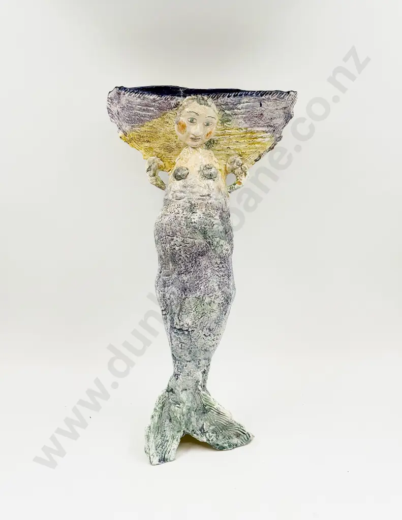 Liz Earth Double Sided Pottery Mermaid Sculptural Figure Image 1++