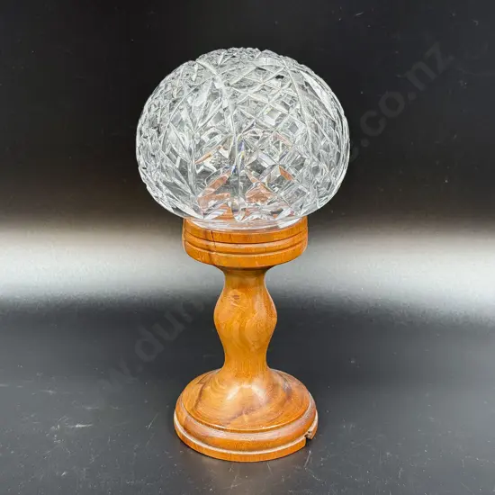 Crystal Lightshade on Turned Wooden Lamp Base