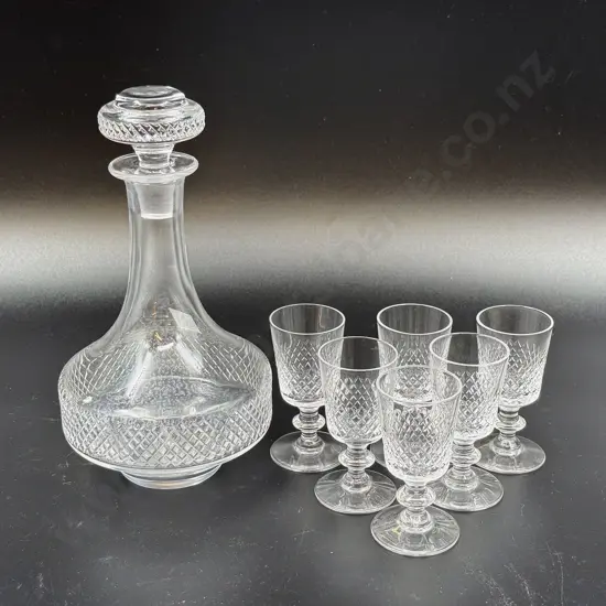 Kosta Boda Decanter & Matching Six Liqueur Glasses