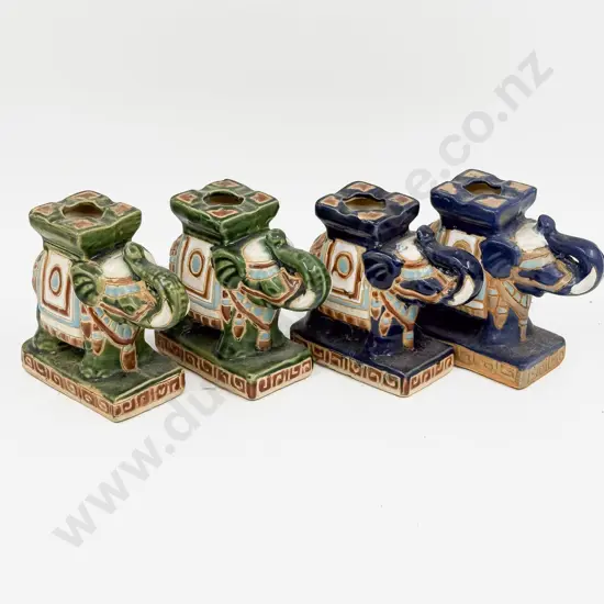 Two Pairs of Elephant Form Candle Holders