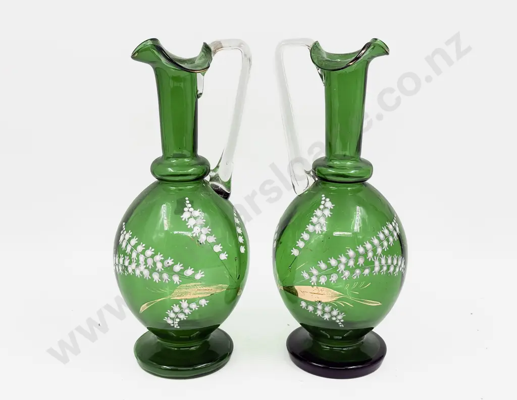 Pair of Victorian Glass Ewers Image 1++