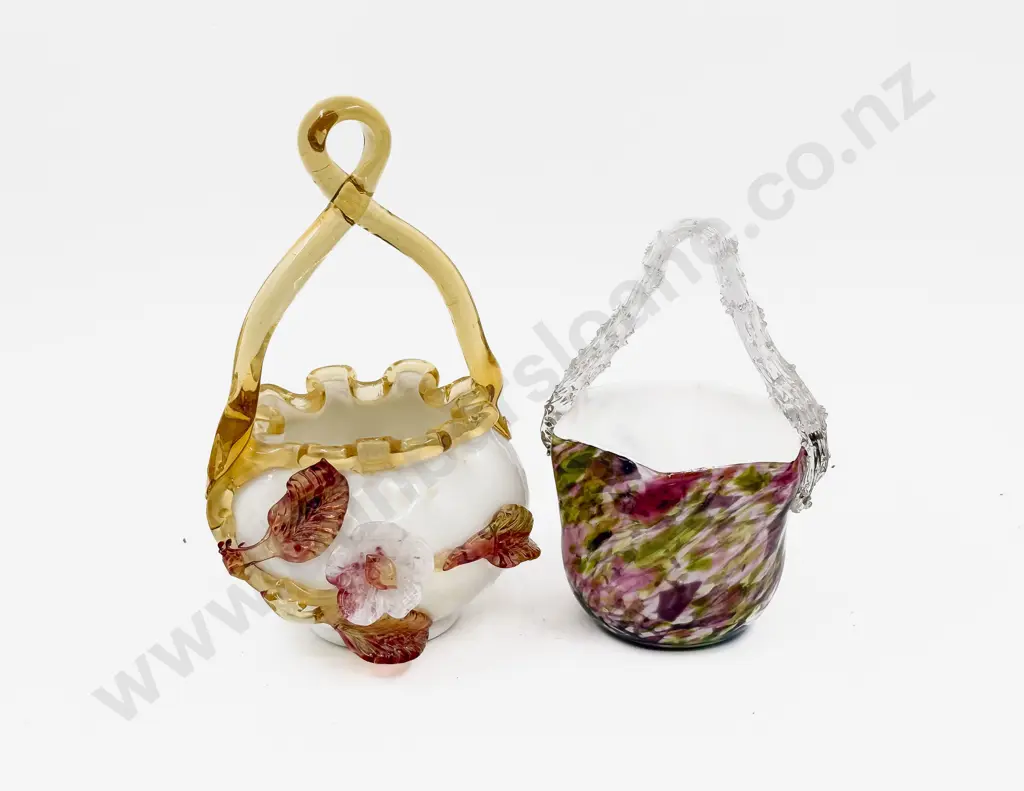 Pair of Victorian Glass Posy Baskets Image 1++