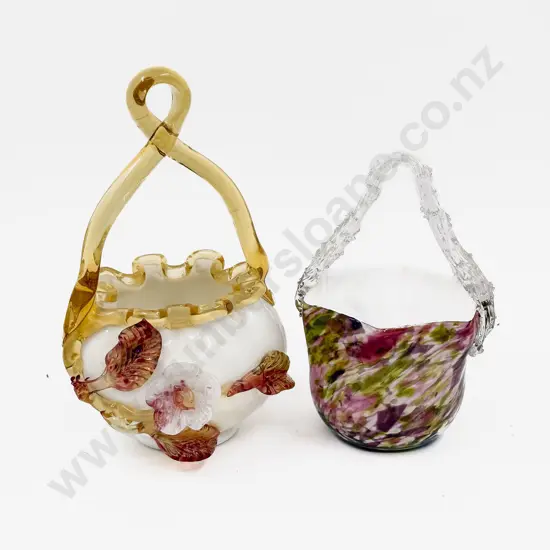 Pair of Victorian Glass Posy Baskets