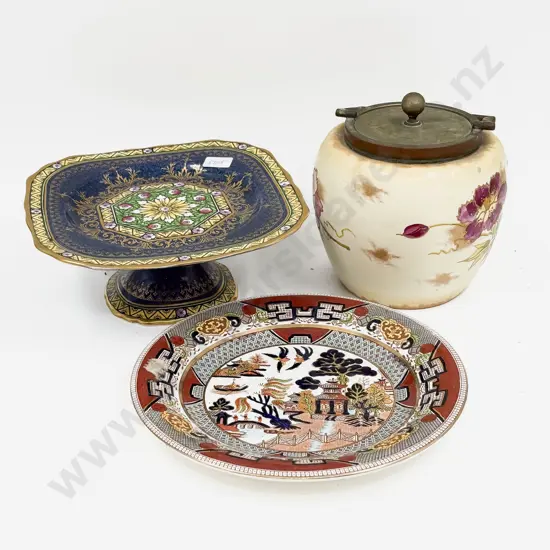 Biscuit Barrel with Mintons Pedestal Dish & Other