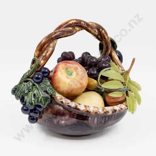 St Peter Ceramic Fruit Basket & Assorted Faux Fruit