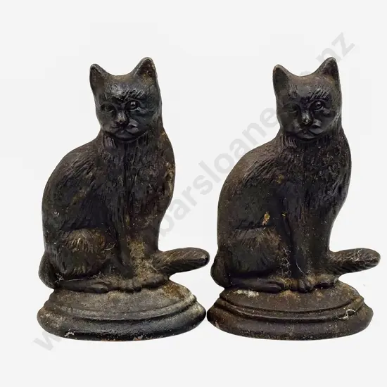Pair of Cat Form Cast Iron Door Stops