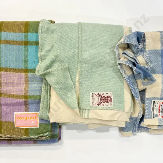 Three Woollen Travel Blankets incl Tiki Label One