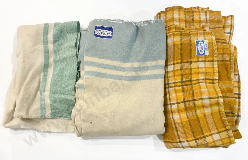 Three Assorted NZ Woollen Travel Blankets Image 1++