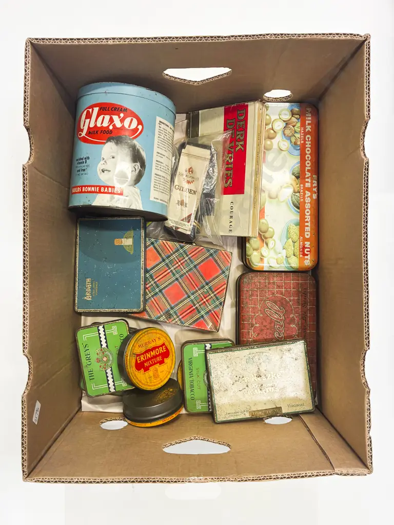 Box Qty of Assorted Vintage Tins etc Image 1++